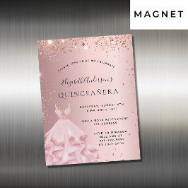 Einladungs-Magnet für die Quinceanera-Rosa-Kleidun Magnetkarte