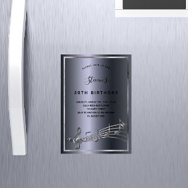 Einladungs-Magnet für dunkelsilberne Musiknoten zu Magneteinladung