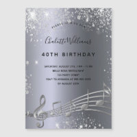Einladungs-Magnet für Musiknoten aus Birthday-Silb