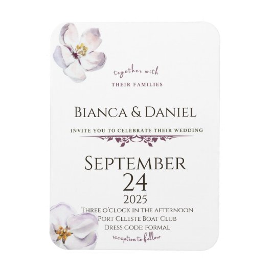 Einladungs-Magnet Hochzeiten, Wasserfarbblossom Magnet (Vertikal)