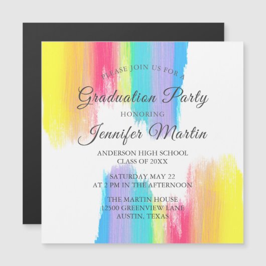 Einladungs-Magnet-Karte für Rainbow-Graduierungspa Magnetkarte (Vorne/Hinten)