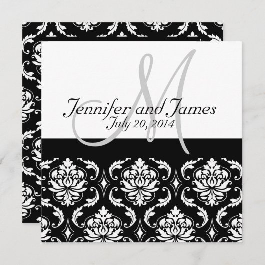 Einladungs-Monogramm-Damaskus-Rückansicht Einladung (Vorne/Hinten)