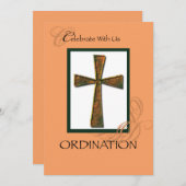 Einladungs-Ordination Metallic Cross Einladung (Vorne/Hinten)