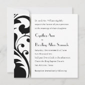 Einladungs-Platz Schwarz-Weiß-Damast Einladung (Rückseite)