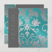 Einladungs-Platz Silver Damask Einladung (Vorne/Hinten)