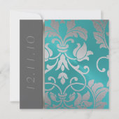 Einladungs-Platz Silver Damask Einladung (Vorderseite)