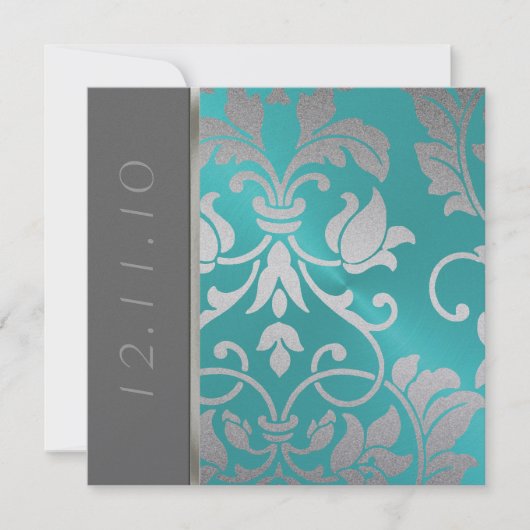 Einladungs-Platz Silver Damask Einladung (Vorderseite)