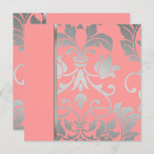 Einladungs-Platz Silver Damask Einladung (Vorne/Hinten)
