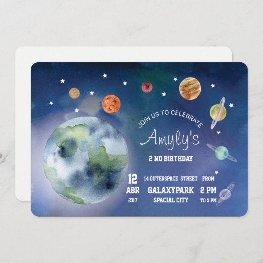 Einladungs-Raum und Planeten Einladung (Vorne/Hinten)