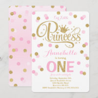 Einladungs-Rosa-Gold Prinzessin-laden 1.