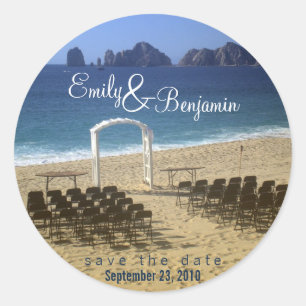 Einladungs-Siegel - Zielstrand Hochzeit: 02 Runder Aufkleber