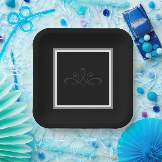 Einladungs-Teller in Schwarzweiß Pappteller (Party)