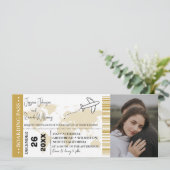 Einladungs-Ticket für Gold-Hochzeiten - Boarding Einladung (Stehend Vorderseite)