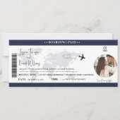 Einladungs-Ticket für Navy Blue Wedding Boarding Einladung (Vorderseite)