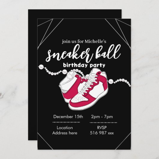 Einladungs-Vorlage für schwarzen Sneaker Einladung (Vorne/Hinten)