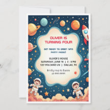 Einladungs-Weltraumkarte für den Boy Astronaut