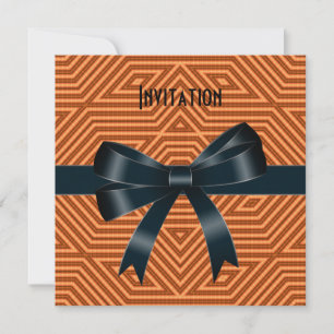 Einladungsanlässe Orange Streifen Schwarze Schleif Einladung