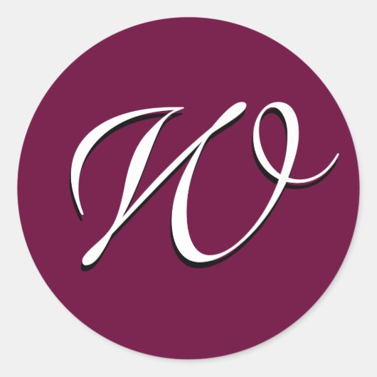 Einladungsaufkleber für Monogramm, anpassbar_wine_ Runder Aufkleber (Vorderseite)
