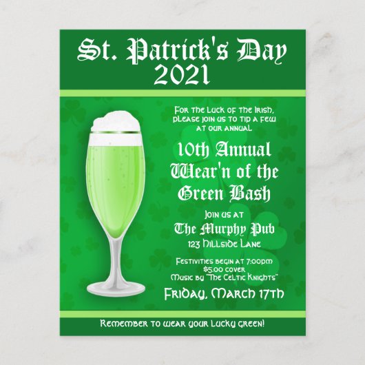 Einladungsflyer zum St. Patrick's Day Event Flyer (Vorne)