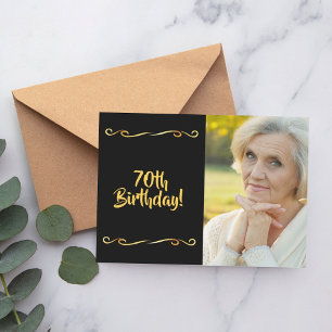 Einladungsfoto zum 70. Geburtstag in schwarz-golde Einladung