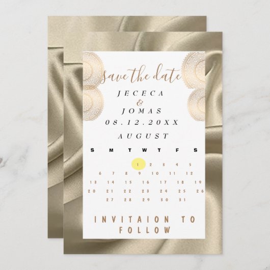 Einladungsgold Save The Date (Vorne/Hinten)