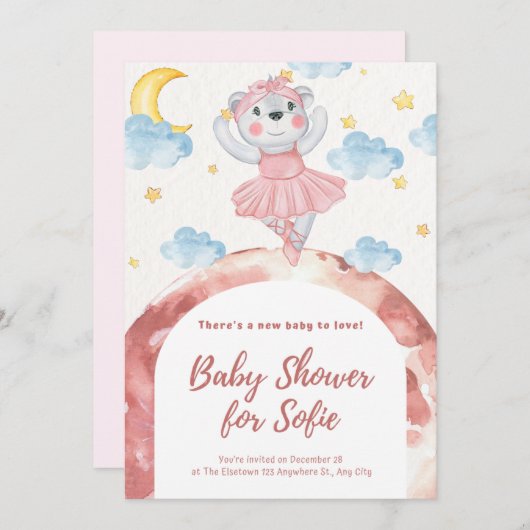 EINLADUNGSHOWER-SÜSSE TIER FEIERTAGSKARTE (Vorne/Hinten)