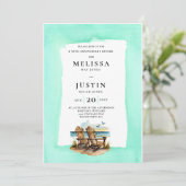 EinladungSimplistische Hochzeitstag Strand cha Einladung (Stehend Vorderseite)