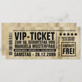 Einladungskarte 50. Geburtstag VIP-Ticket Einladung (Vorne/Hinten)