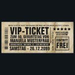 Einladungskarte 50. Geburtstag VIP-Ticket Einladung<br><div class="desc">Personalisierbare Einladungskarten zum 50. Geburtstag mit der Überschrift "VIP-Ticket".</div>
