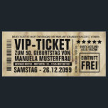 Einladungskarte 50. Geburtstag VIP-Ticket Einladung<br><div class="desc">Personalisierbare Einladungskarten zum 50. Geburtstag mit der Überschrift "VIP-Ticket".</div>
