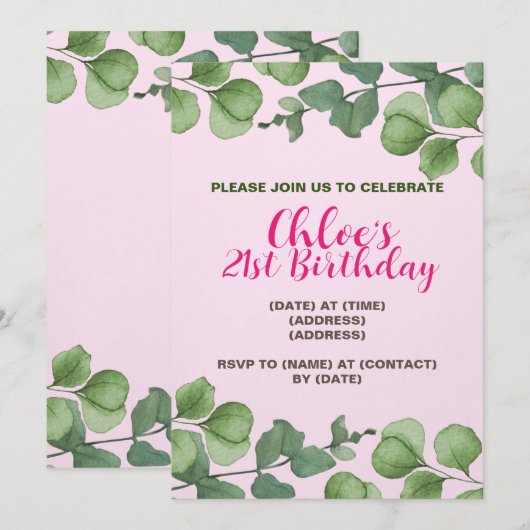 Einladungskarte, bearbeitbare Vorlage (Vorne/Hinten)