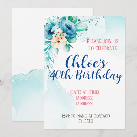 Einladungskarte, bearbeitbare Vorlage (Vorne/Hinten)