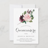 Einladungskarte Blush Burgundy Quinceanera Einladung (Vorderseite)