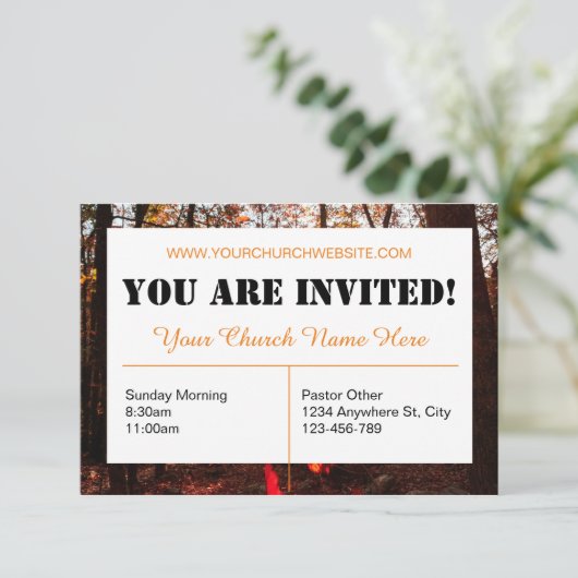 Einladungskarte der braunen Kirche Einladung (Stehend Vorderseite)