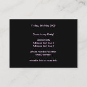 Einladungskarte der Geburtstagspartei Visitenkarte (Rückseite)