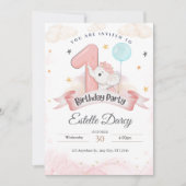 Einladungskarte für 1. Geburtstag - Geburtstagskar Einladung (Vorderseite)