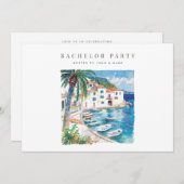 Einladungskarte für Bachelor-Party im Mittelmeer Einladung (Vorne/Hinten)