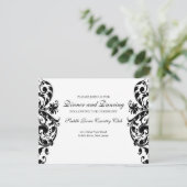 Einladungskarte für Black Damask Wedding Empfang Einladung (Stehend Vorderseite)