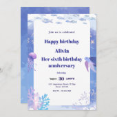 Einladungskarte für Blaues Unterwasser-Kindergebur Einladung (Vorne/Hinten)