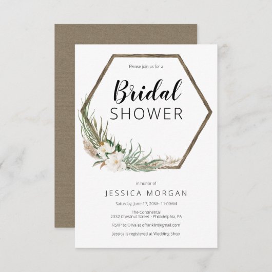 Einladungskarte für Bohemische Wreath Bridal Einladung (Vorne/Hinten)