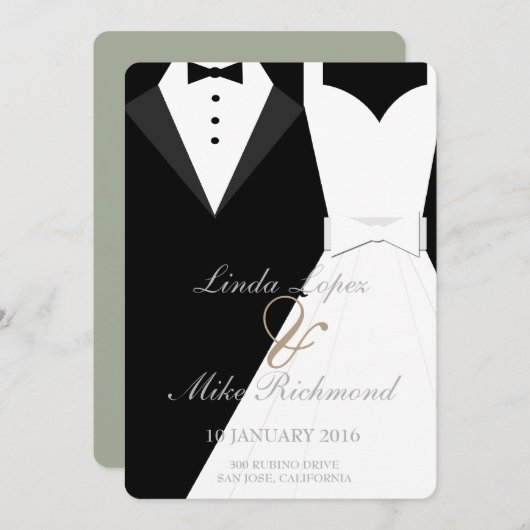 Einladungskarte für Braut und Gräuel Einladung (Vorne/Hinten)