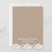Einladungskarte für Burlap- und Spitzen-Hochzeit, Einladung (Rückseite)