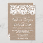 Einladungskarte für Burlap- und Spitzen-Hochzeit, Einladung (Vorne/Hinten)
