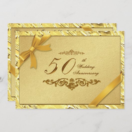 Einladungskarte für das 50. Hochzeitstag Einladung (Vorne/Hinten)