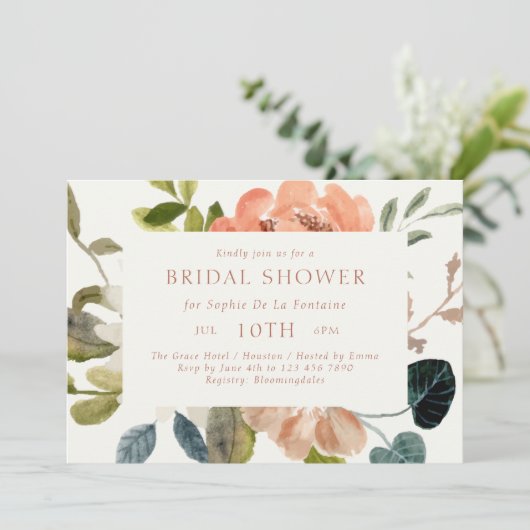 Einladungskarte für das Blumenwasser Bridal (Stehend Vorderseite)