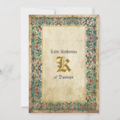 Einladungskarte für das mittelalterliche Manuskrip Einladung (Rückseite)