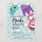 Einladungskarte für das Monster Birthday (Vorne/Hinten)