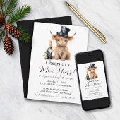 Einladungskarte für das neue Jahr der Hochlandkuh