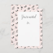 Einladungskarte für das rosa Blumenmuster (Vorne/Hinten)