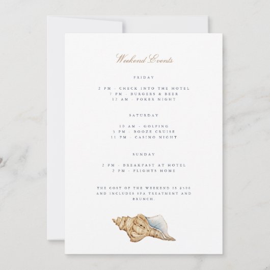 Einladungskarte für das Tropical Beach Bachelor Einladung (Rückseite)